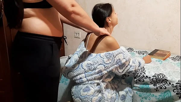 I distracted my girlfriend from exam preparation and fucked her on the table, part 1 - Lesbian Illusion Girls