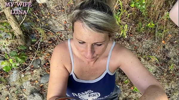 Busty blonde likes to get fucked doggystyle by the river